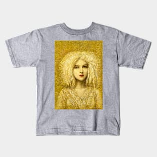 Victorian Gothic Girl On Gold Kids T-Shirt